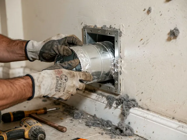 Professional dryer vent repair and installation by Ellington Dryer Vent Cleaning in Ellington